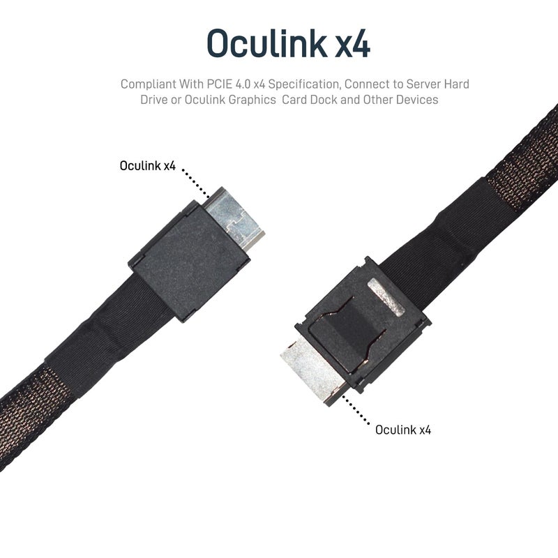 LetLinkSo Shielded Oculink Cable PCIe 4.0 SFF-8611 4i Male Extension Cable for Oculink eGPU onexGPU Mini PC SSD, 3.3 ft (100 cm) - Image 3